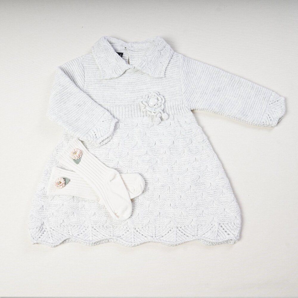 Baby Girl Knit Dress Outfit | Camelia Flower Baby Girl Clothing